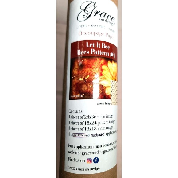 NEW Large Decoupage Paper "Let It Bee" Bee Pattern RETIRED - Picture 4 of 5